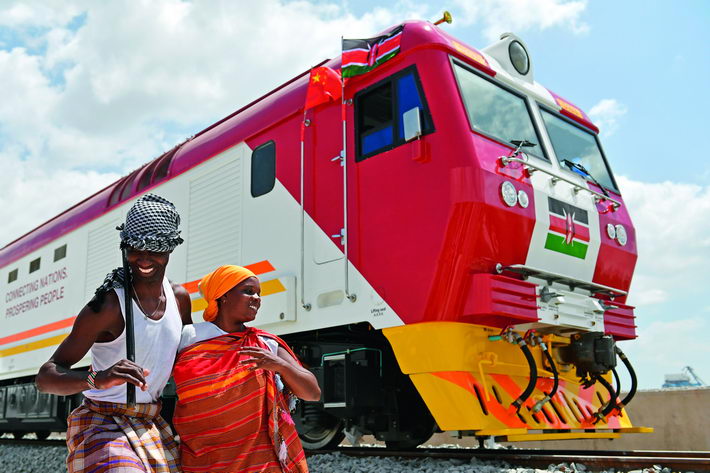January 11, 2017: In Mombasa, Kenya, locals celebrate the first batch of diesel trains manufactured by Chinese enterprises for the 480-kilometer-long Mombasa-Nairobi railway.  Xinhua