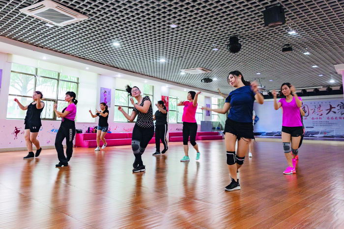 Residents exercise at the Nanling Village Community Service Center.  by Chen Jian 