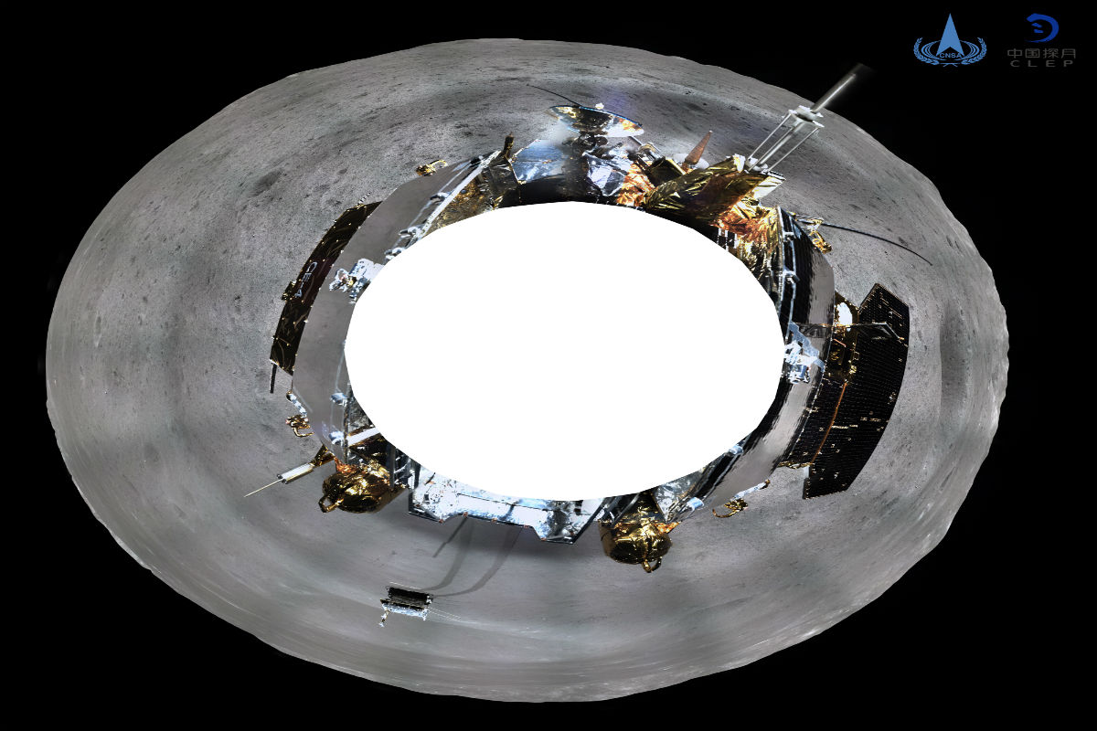 嫦娥四号着陆器地形地貌相机环拍全景图 方位投影   20190111150518